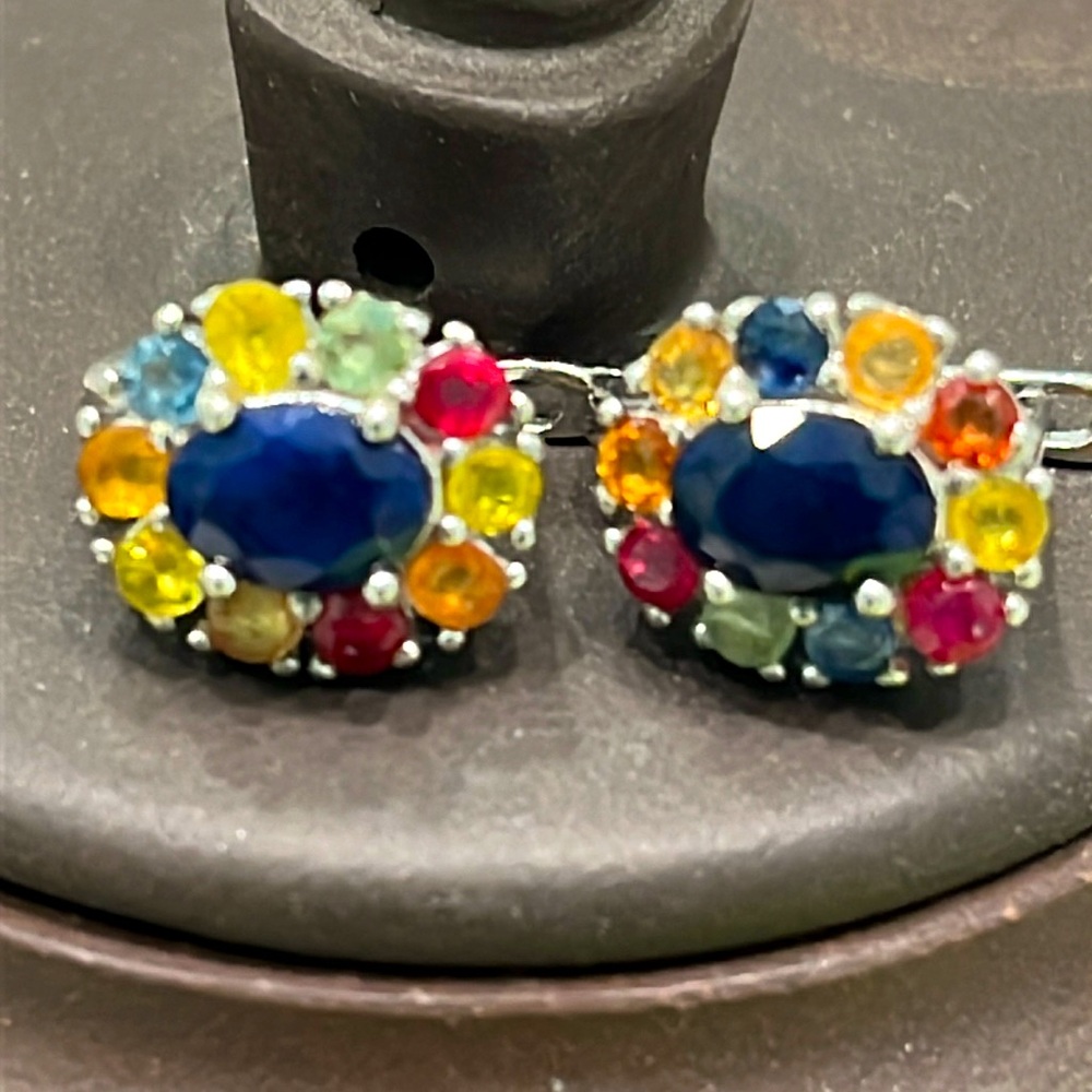 Genuine Sapphires 14KWGP Earrings
